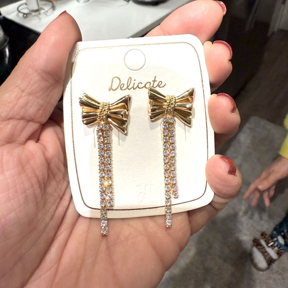 Bow Linear Drop Earrings NWT